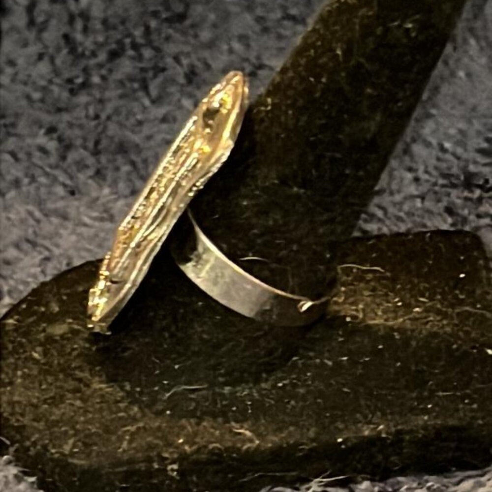 Silver Tone Etched Rectangle Ring - image 2